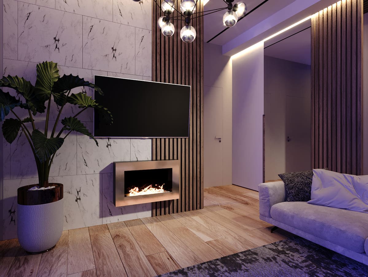 Биокамин "Русский огонь" Барокко 800N настенный (высота 500мм.) с декоративным стеклом (стемалитом) по цене 39 000 руб.