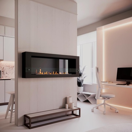 Биокамин SteelHeat WALL  LONG 1500 черный, стекло по цене 62 160 руб.