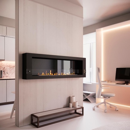 Биокамин SteelHeat WALL  LONG 1800 черный, стекло по цене 76 020 руб.